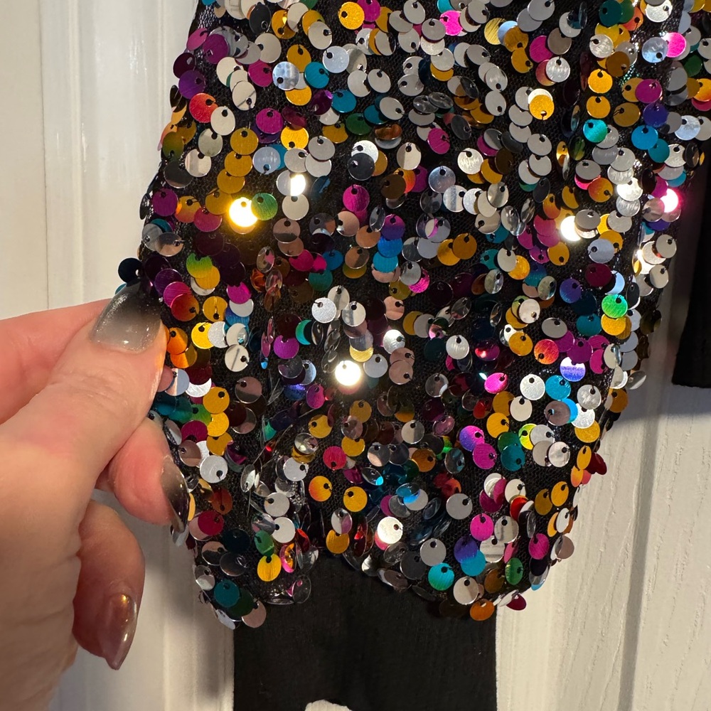 SHEIN Black Top with Sequin Detail XL worn once - Picture 2 of 3